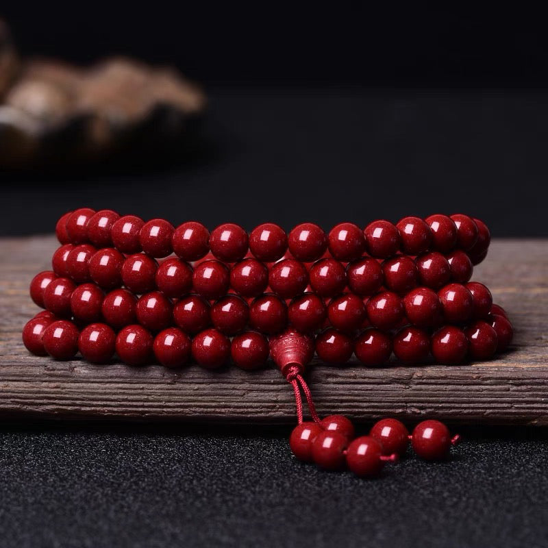 Natural cinnabar 108 beads bracelet