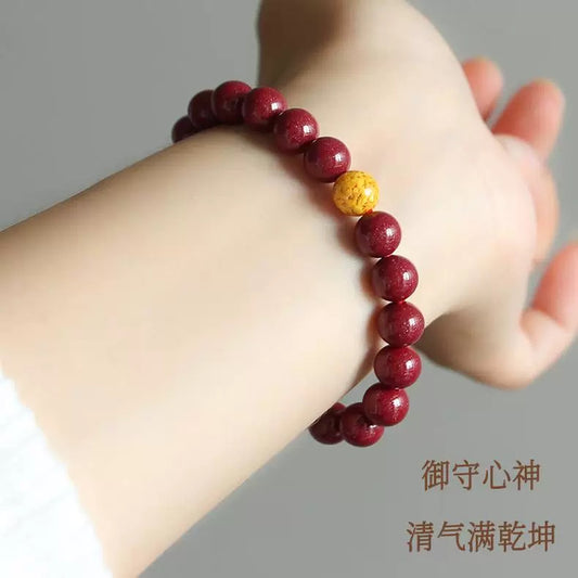 Cinnabar purple gold sand bracelet with realgar beads.