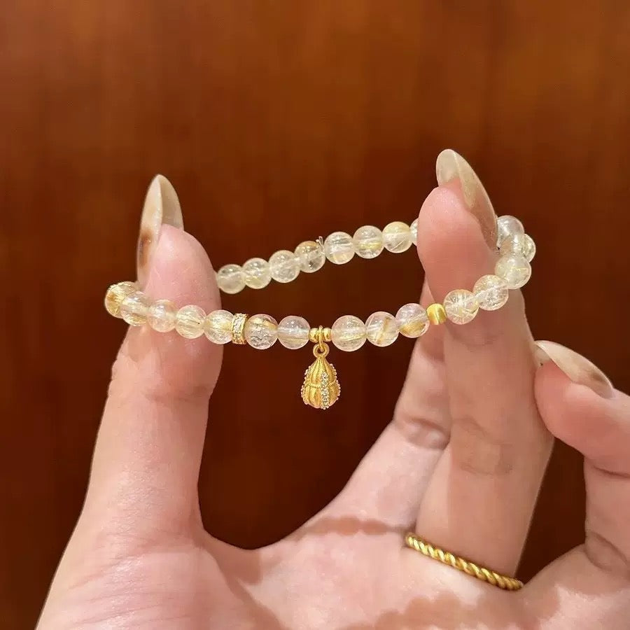 New blonde crystal gourd pendant bracelet for women, fashionable temperament, light luxury.