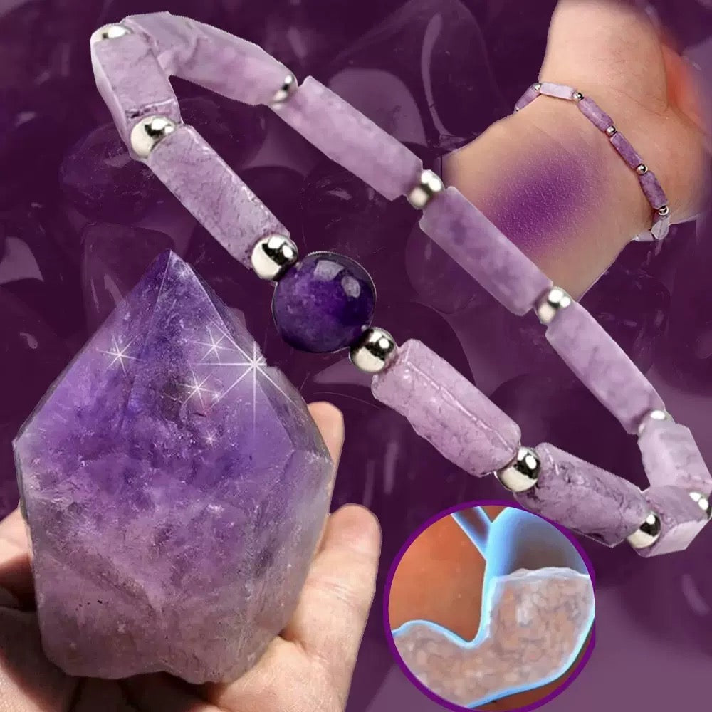 Hot selling amethyst bracelet 4x13 square column bracelet amethyst round beads in stock.