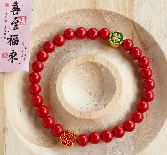 Natural cinnabar red sand 6mm bracelet