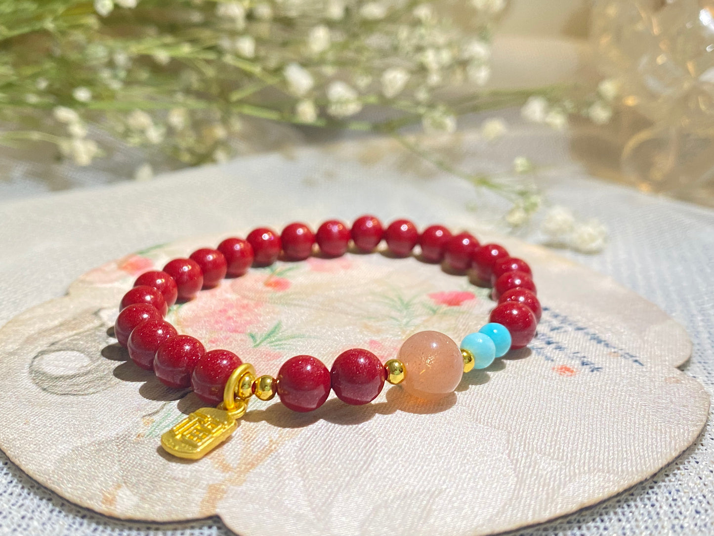 Natural cinnabar bracelet