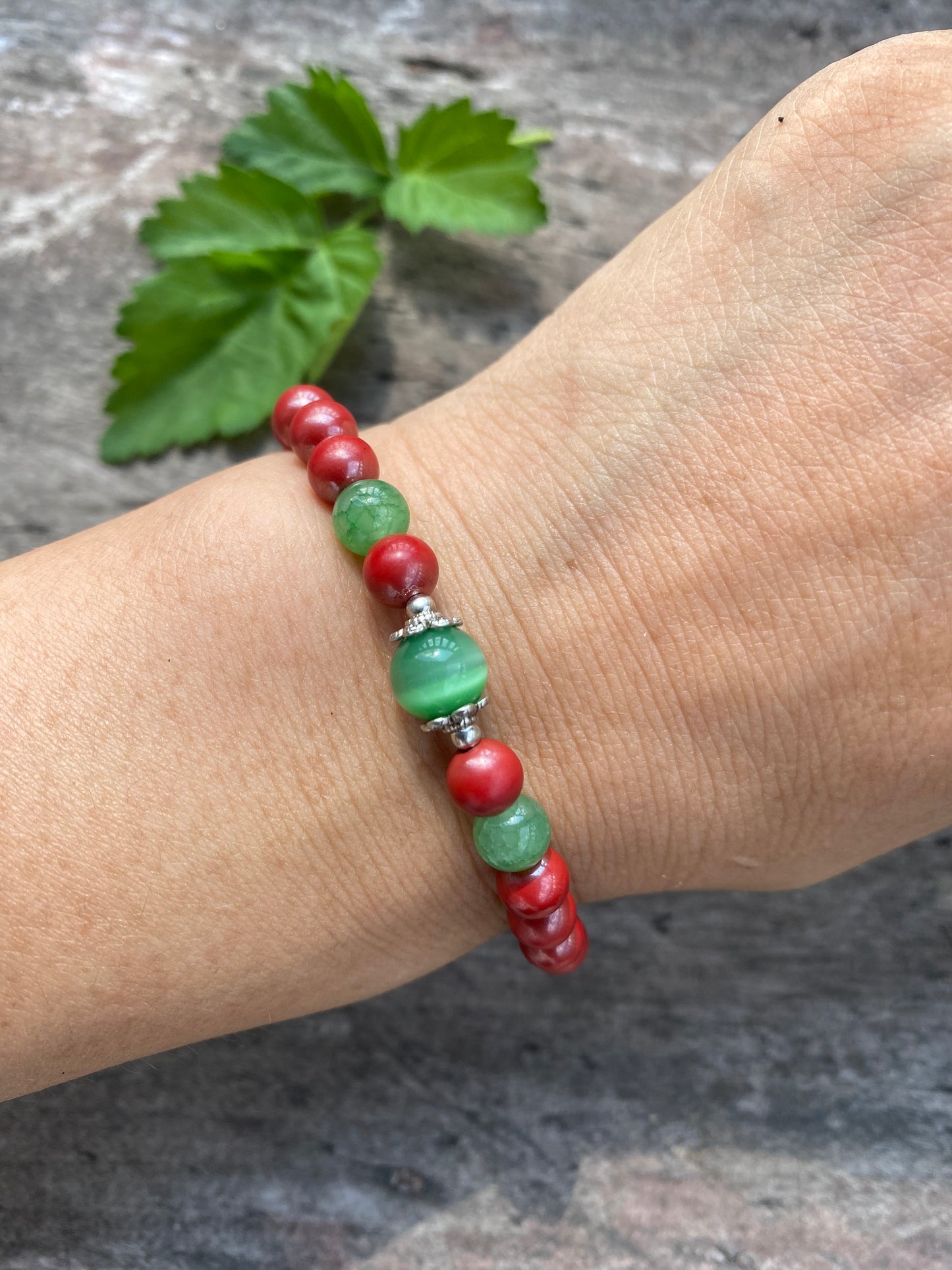 Natural cinnabar red sand 6mm bracelet