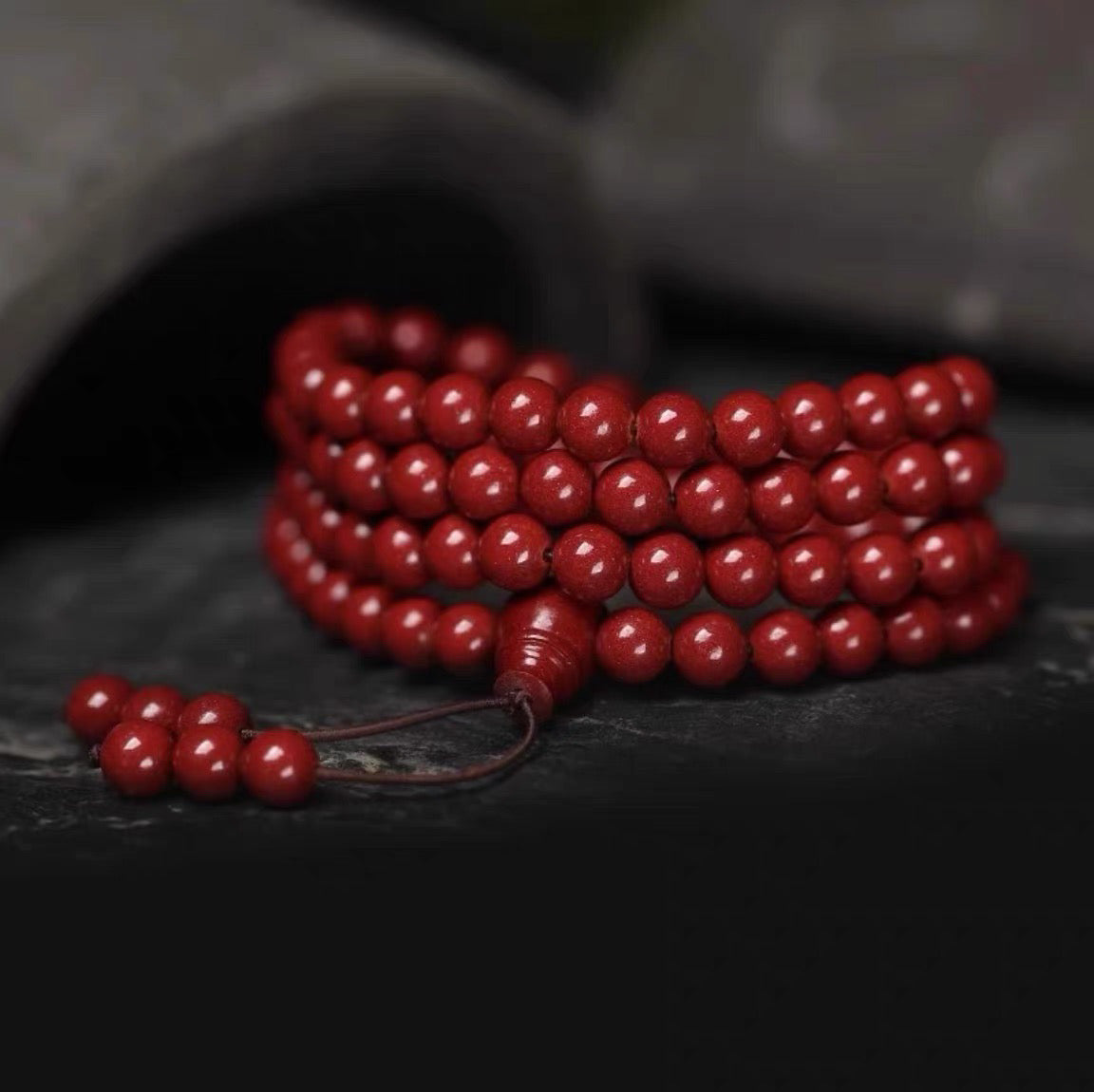 Natural cinnabar 108 beads bracelet