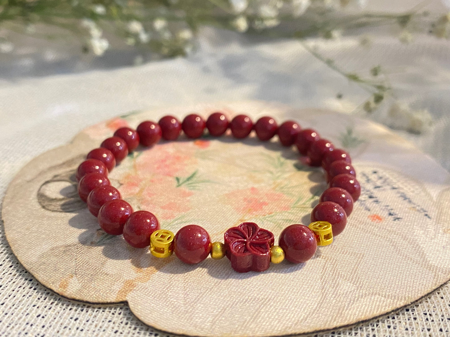 Natural cinnabar bracelets, blooming wealth series.