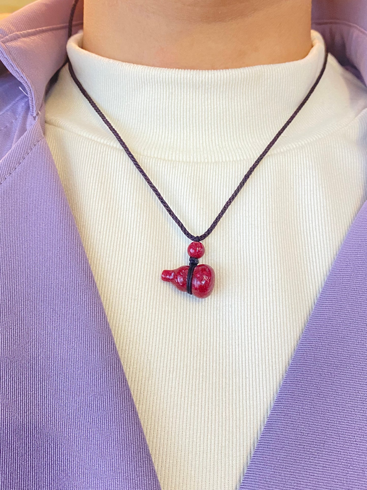 Cinnabar crystal sand gourd pendant