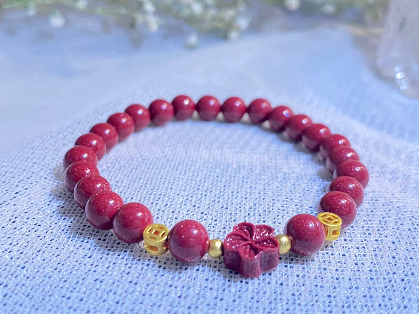 Natural cinnabar bracelets, blooming wealth series.