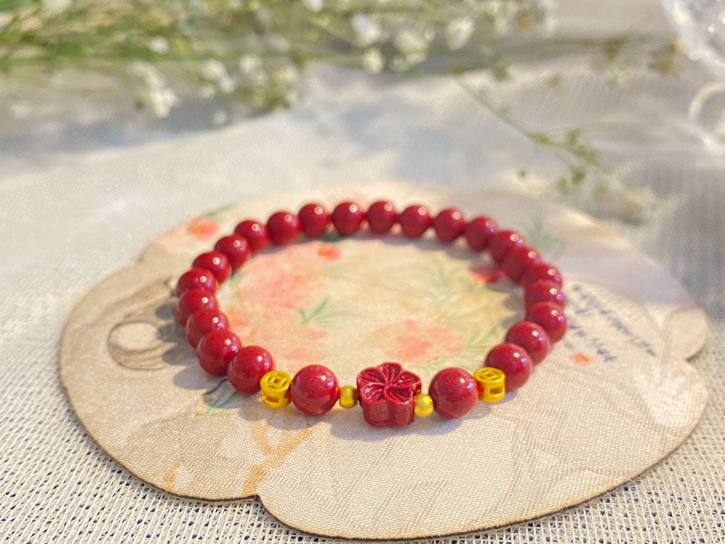 Natural cinnabar bracelets, blooming wealth series.