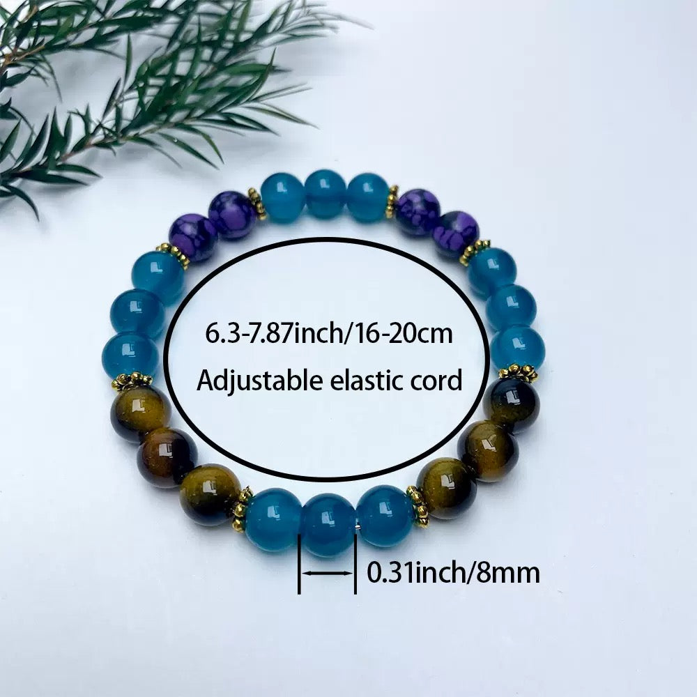 Popular Bracelet Prosperity and Good Luck Natural Stone Bracelet Tiger Eye Purple Crystal High Luxury
