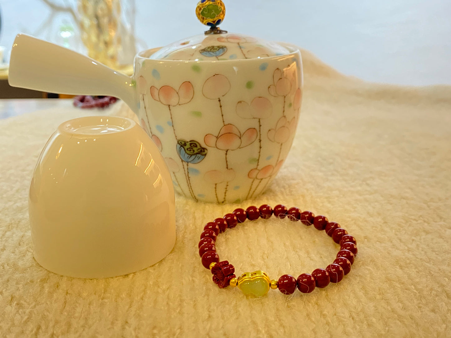 天然朱砂Natural cinnabar 6mm bracelet