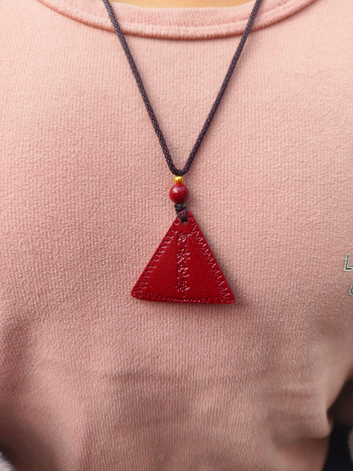 Natural cinnabar triangle possession talisman