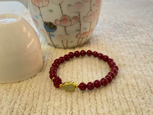 天然朱砂Natural cinnabar 6mm bracelet