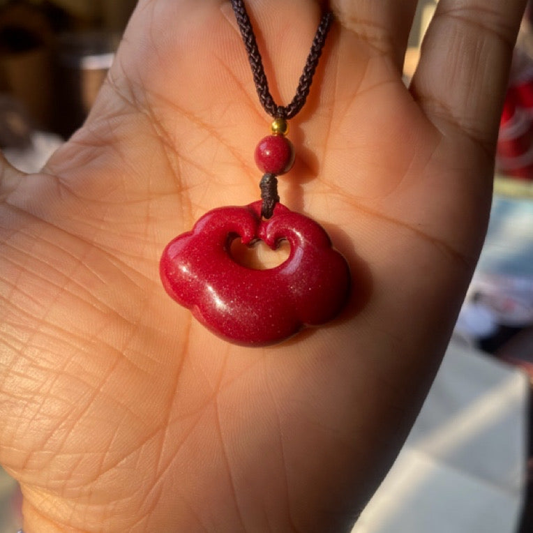 天然朱砂Natural cinnabar ruyi pendant