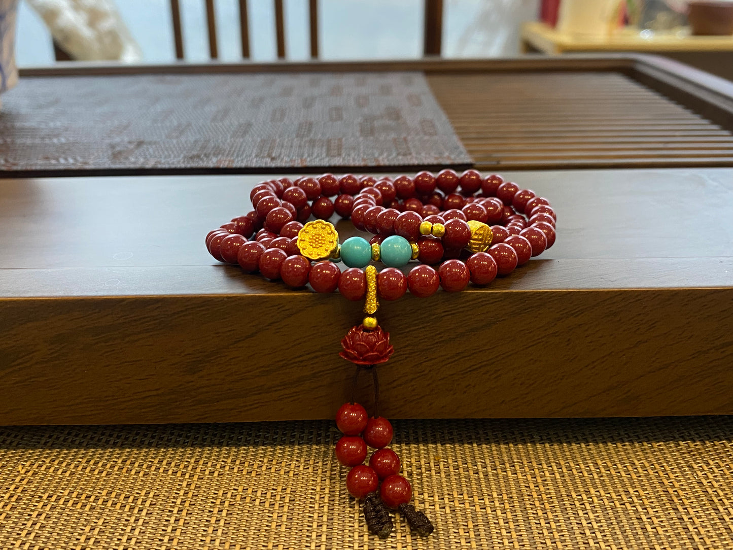 天然朱砂Natural cinnabar multi circle bracelet