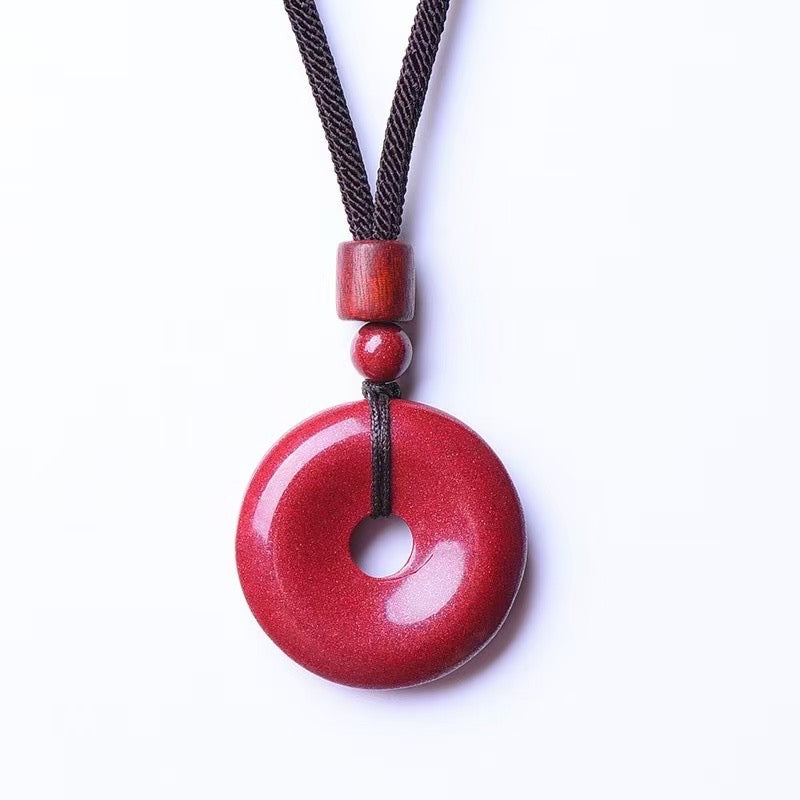 天然朱砂Natural cinnabar safety buckle pendant