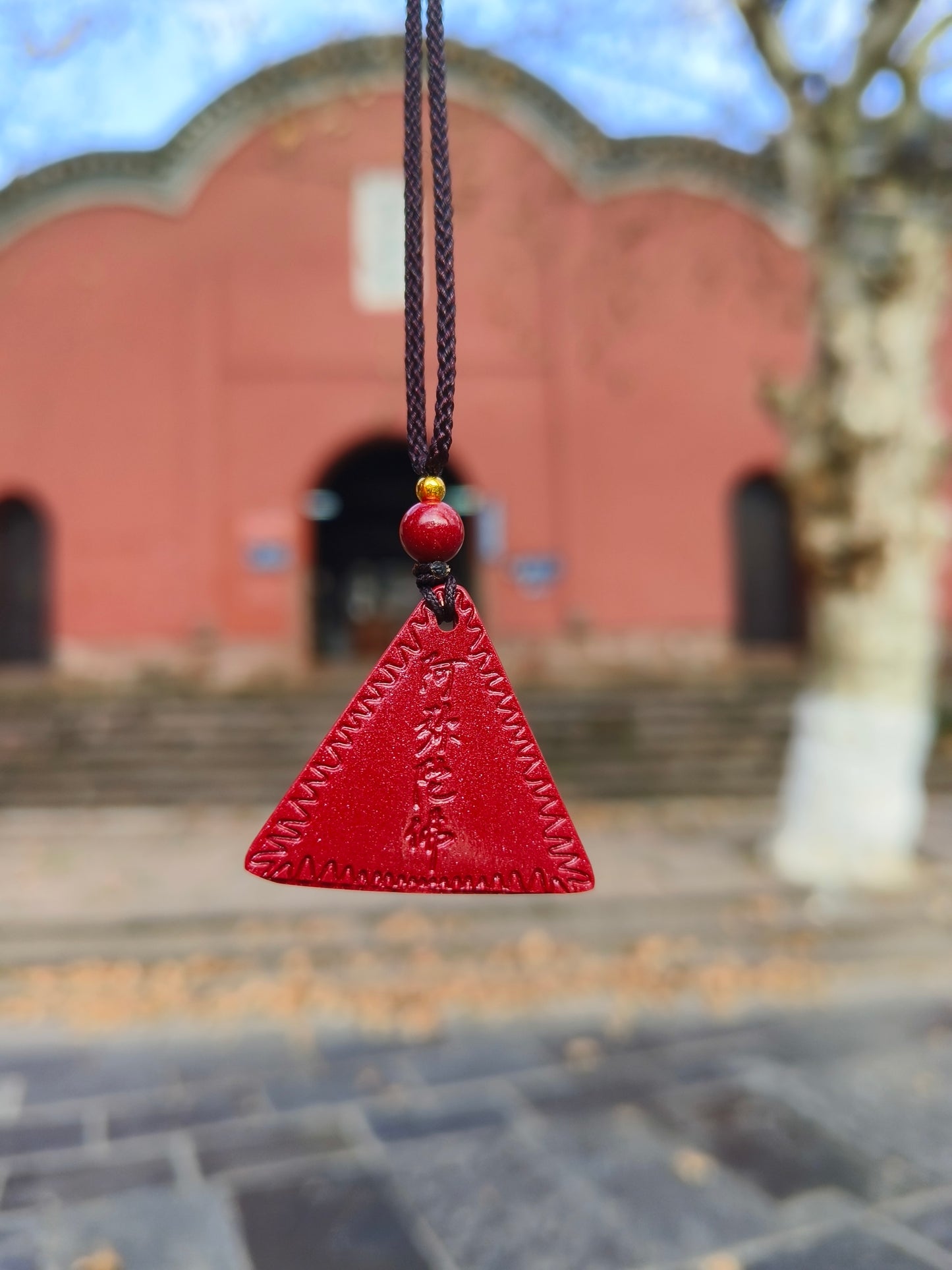 Natural cinnabar triangle possession talisman